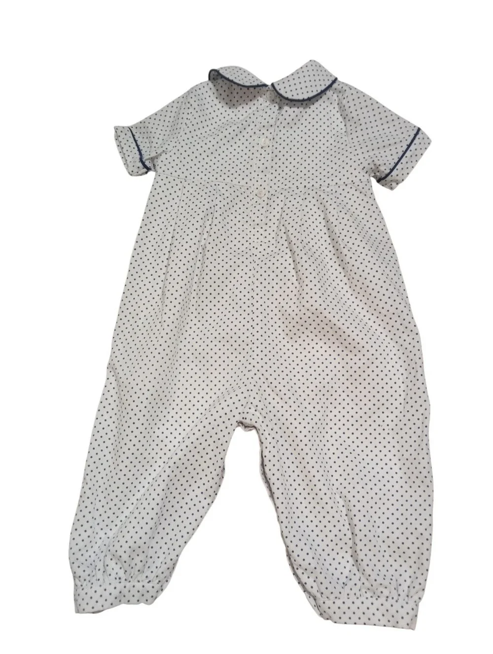 Smockingbird 24M Smocked Heart Romper Peter Pan Collar Classic Heirloom